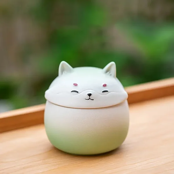 Special Cat Ceramic Urn - Green